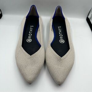 Rothy’s The Point Flat W8 Beige Almond Knit Sustainable Washable Ballet
